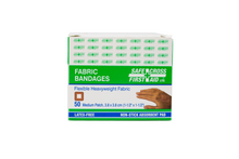 Load image into Gallery viewer, SafeCross First Aid Fabric Bandages, Medium Patch (3.8 x 3.8cm), 50 Pack
