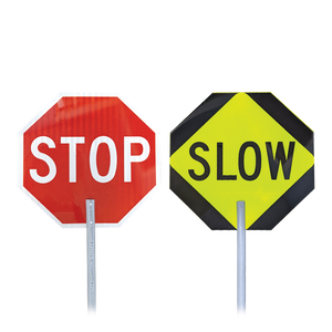 STOP & SLOW Sign with Handle, 18" x 18"